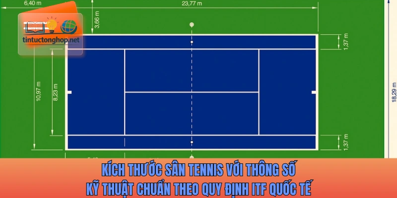 Kích thước sân tennis với thông số kỹ thuật chuẩn theo quy định ITF quốc tế